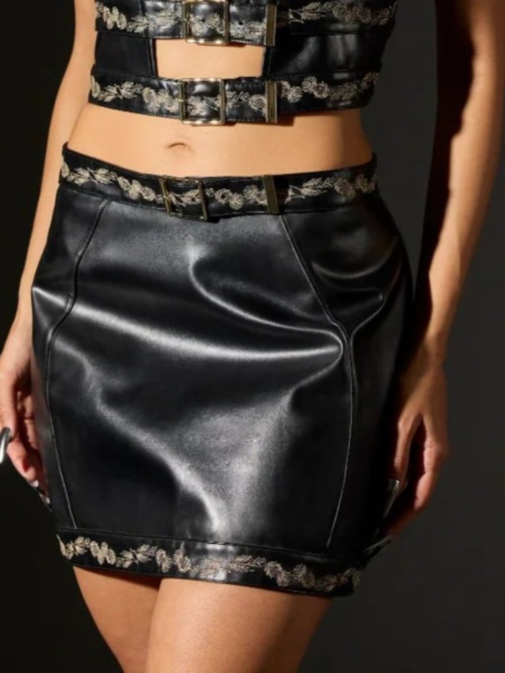 NWT Thistle and Spire Medici Vegan Leather Mini Skirt 1XL